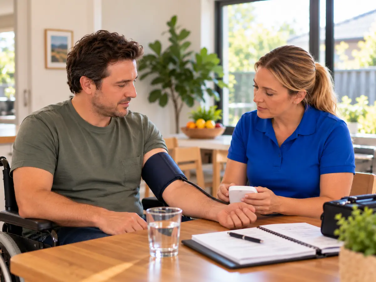 Community nurse caring for a participant at home