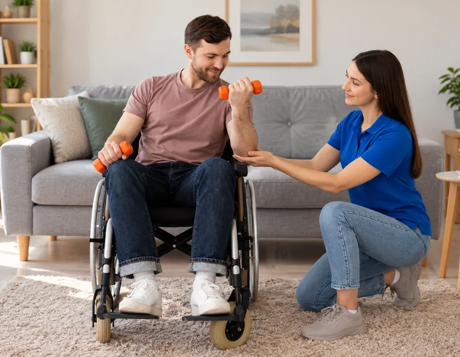 A TCH Care support worker providing personalised NDIS support to a participant